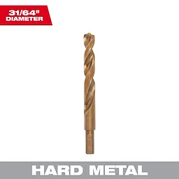 Drill bit model 48-89-2328 with 31/64" diameter, designed for hard metal. The drill bit is metallic with a spiral flute design.