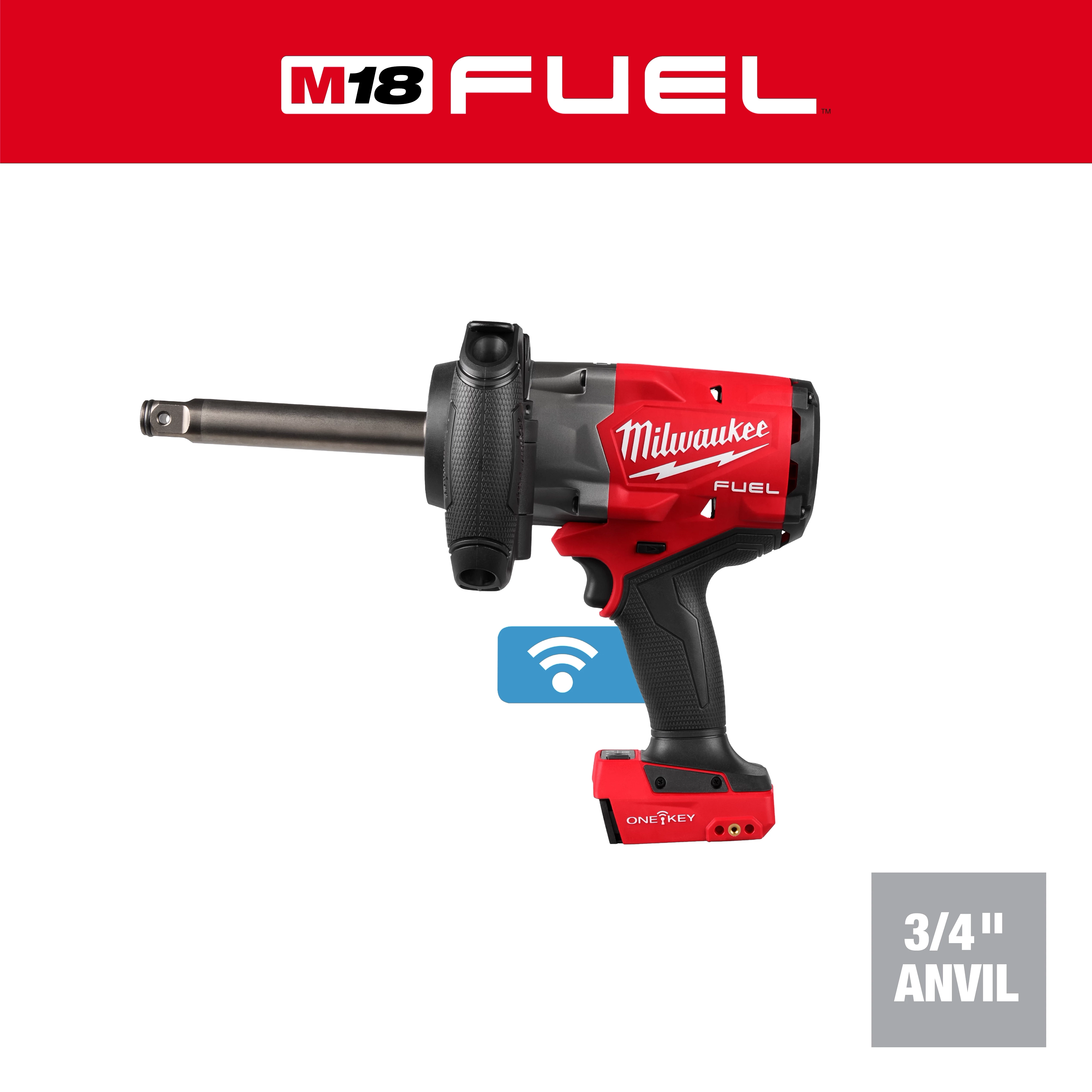M18 FUEL 3/4" Extended Anvil High Torque Impact Wrench w/ ONE-KEY displayed on a plain background.