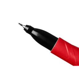 The image shows a close-up of the Milwaukee INKZALL Double-Sided Black Jobsite Marker – Ultra Fine & Fine Point. The marker is partially uncapped, revealing its ultra-fine point.