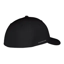 Black WORKSKIN Performance Fitted Hat with a curved brim and breathable material.
