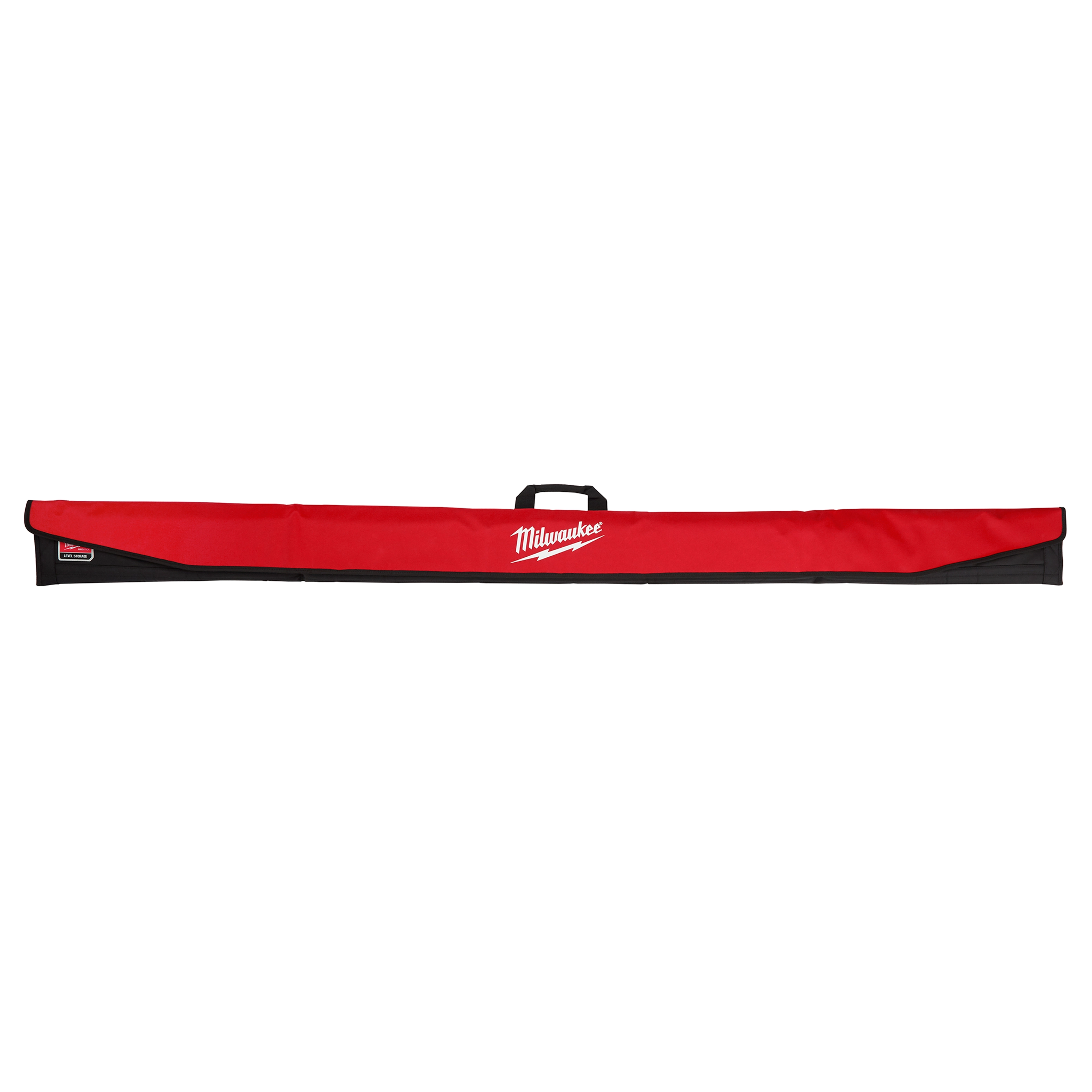 Milwaukee REDSTICK Digital Level with PINPOINT Measurement Technology in a long, red carrying case with a black handle.