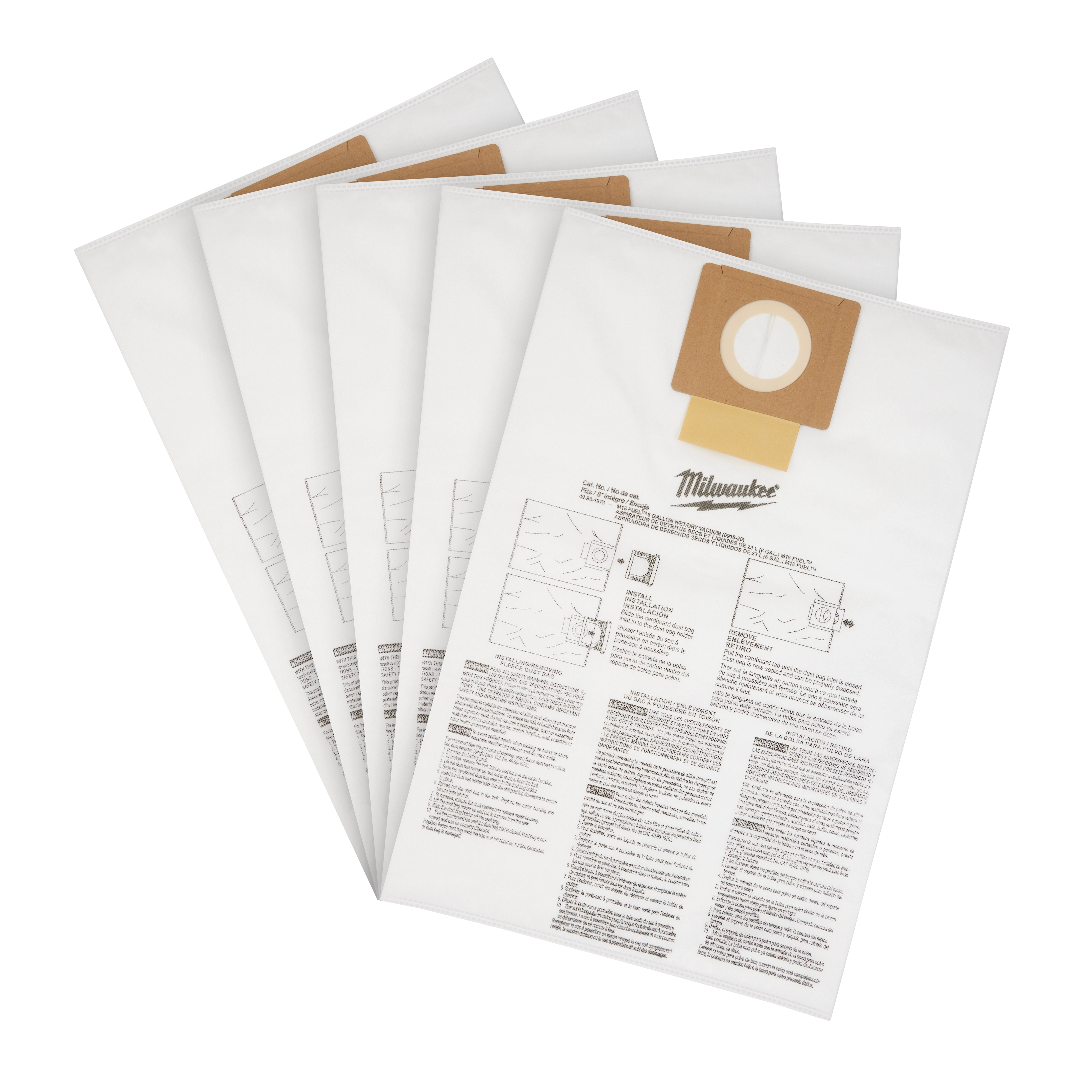 MILWAUKEE® Fleec Dust Bags (5PK) - 6 Gallon