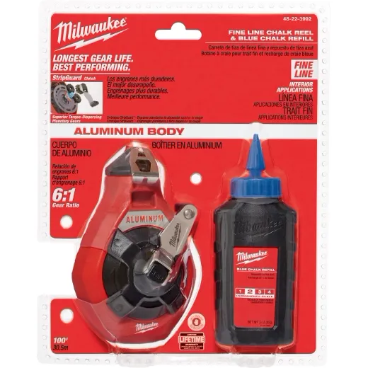100' Fine Line Chalk Kit 2/ Blue Chalk Milwaukee Tool